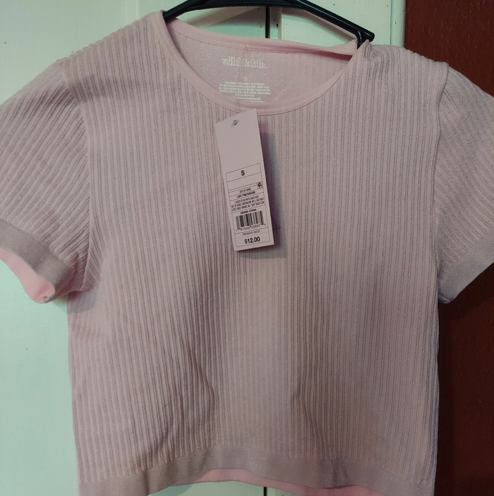 Wild fable pink striped shirt NWT